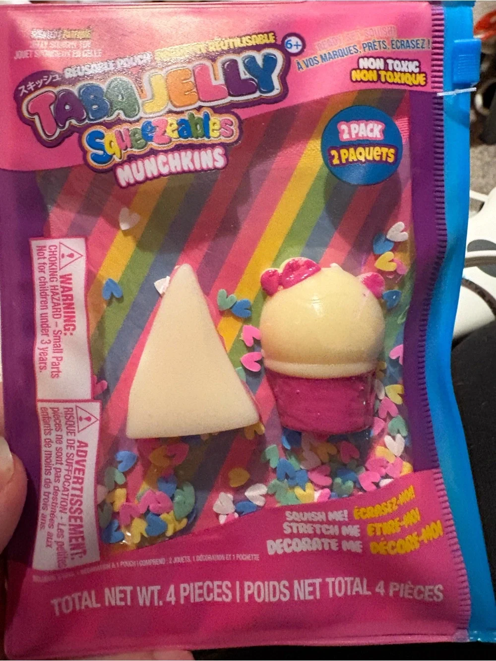 Munchkins Kids Toy - Pink & Cream (2-Pack) Taba Jelly Squish toy 2 pack